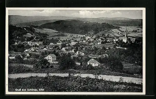 AK Schönau /Eifel, Ortsansicht aus der Vogelschau