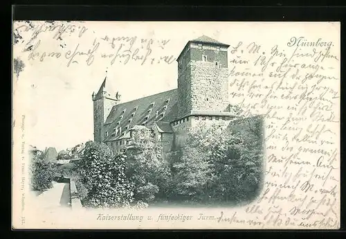 AK Nürnberg, Kaiserstallung, fünfeckiger Turm