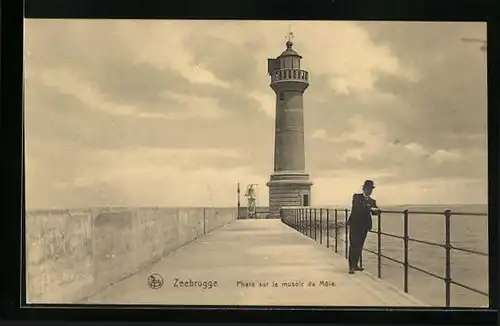 AK Zeebrugge, Phare sur le musoir du Mole, Leuchtturm