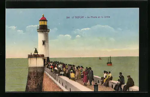 AK Le Tréport, Le Phare et la Jetée, Leuchtturm