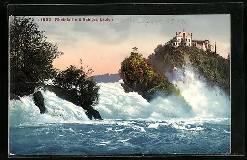 AK Rheinfall mit Schloss Laufen
