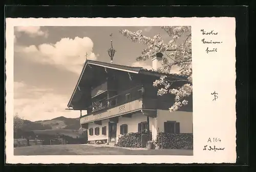 Foto-AK Adalbert Defner: Tiroler Bauernhaus im Frühling