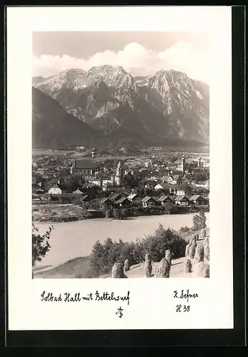 Foto-AK Adalbert Defner: Bad Hall, Ortsansicht gegen Bettelwurf