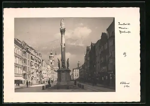 Foto-AK Adalbert Defner: Innsbruck, Maria-Theresienstrasse mit Mariensäule