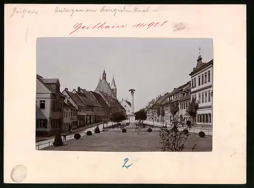 Fotografie Brück & Sohn Meissen, Ansicht Geithain, Foto-Atelier Wilhelm Lemke am Kriegerdenkmal