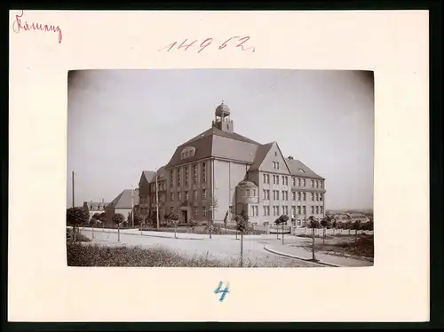 Fotografie Brück & Sohn Meissen, Ansicht Kamenz, Strasseneck an der Lessingschule, Schulhaus, Schule