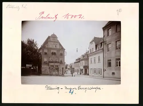 Fotografie Brück & Sohn Meissen, Ansicht Pulsnitz, Untere Langestrasse mit Kaffee-Rösterei Franz Fritsch