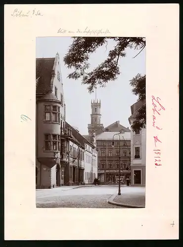 Fotografie Brück & Sohn Meissen, Ansicht Löbau, Bahnhofstrasse mit Modewarenladen Hermann Kraaz
