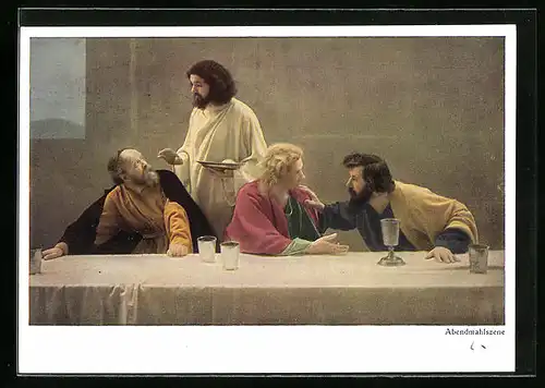 AK Oberammergau, Passionsspiele 1930, Abendmahlszene