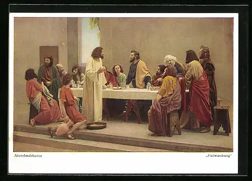 AK Oberammergau, Passionsspiele 1930, Abendmahl, Fusswaschung