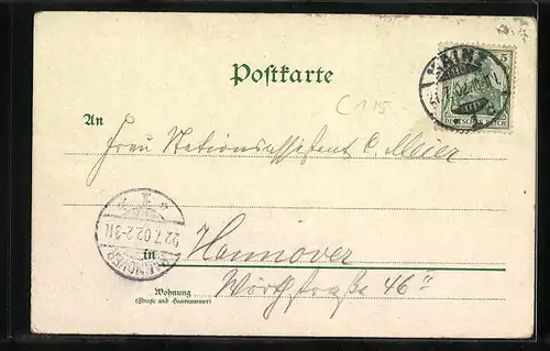 Lithographie Mainz, Partie am Ufer, Dampfer