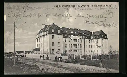 AK München-Nymphenburg, Partie am Krankenhaus des III. Ordens