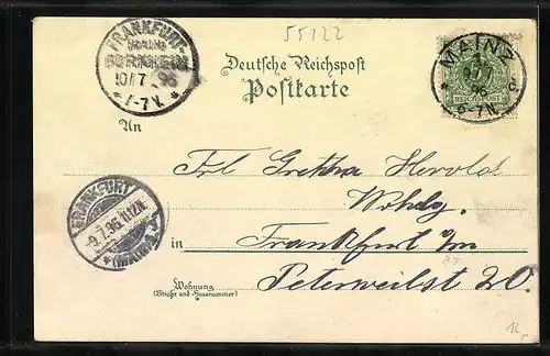 AK Mainz, Partie an der Brücke, Dampfer