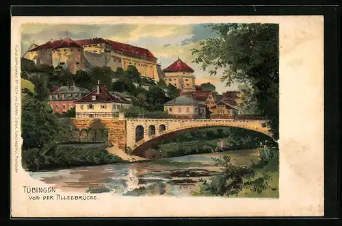 Künstler-AK Tübingen, Partie an der Alleebrücke