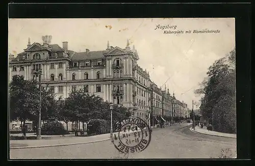 AK Augsburg, Kaiserplatz mit Bismarckstrasse