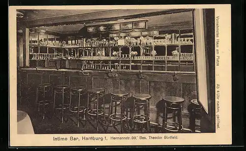 AK Hamburg, Intime Bar, Bes.: Theodor Bortfeld, Hermannstrasse 39
