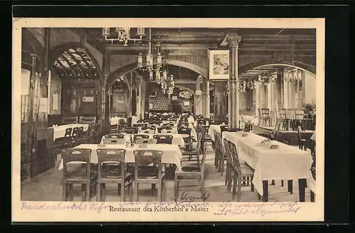 AK Mainz, Restaurant des Kötherhofs, Innenansicht