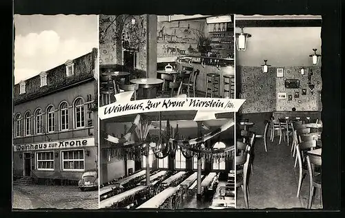 AK Nierstein /Rh., Weinhaus Zur Krone, Aussen- und Innenansichten