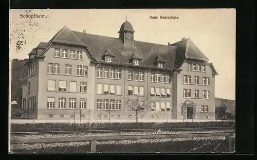 AK Schopfheim, Neue Realschule mit Strassenpartie