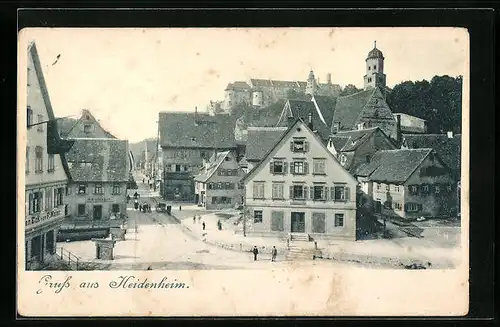 AK Heidenheim, Ortsansicht mit Kirche und Schloss