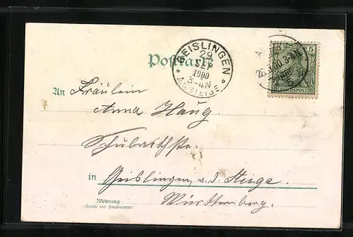 Lithographie Hamburg, Segelschiff und Dampfer vor Uhlenhorst, Glitter