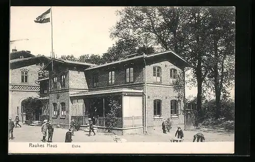 AK Hamburg-Horn, Rauhes Haus mit Knaben, Eiche