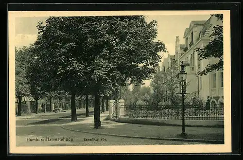 AK Hamburg-Harvestehude, Kurve in der Benediktstrasse