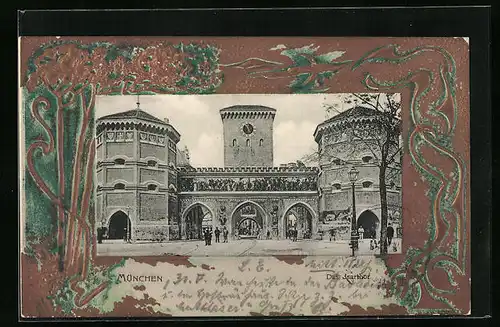 Präge-AK München, Strassenpartie am Isartor