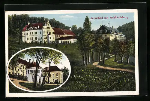 AK Krumbad, Ortsansicht mit der Adelheidsburg