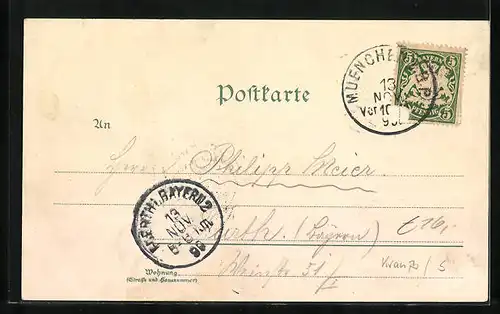 Mondschein-Lithographie München, Strassenpartie am Justizpalast