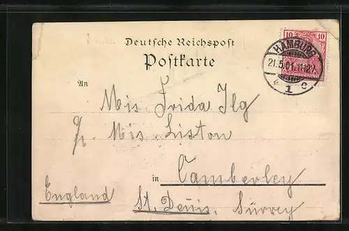 Lithographie Hamburg, Fleeth beim Hopfenmarkt