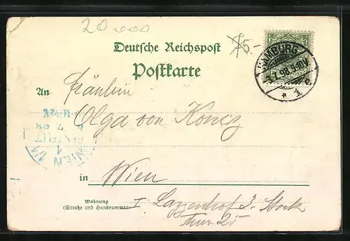 Lithographie Hamburg, Alster-Panorama, Uhlenhorster Fährhaus