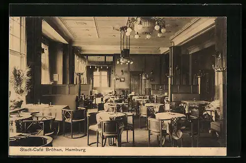 AK Hamburg-St.Pauli, Stadt-Cafe Bröhan, Innenansicht