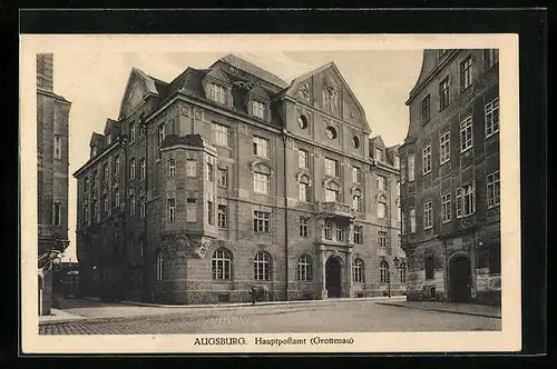 AK Augsburg, Hauptpostamt Grottenau