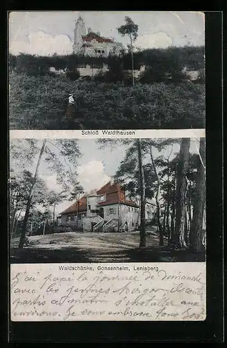 AK Gonsenheim, Waldschänke auf dem Leniaberg, Schloss Waldthausen