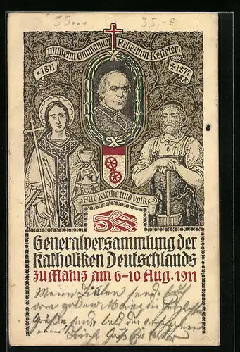 Künstler-AK Mainz, Generalversammlung der Katholiken Deutschlands 1911, Freiherr von Ketteler