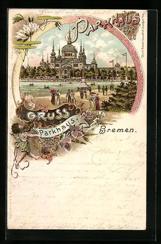 Lithographie Bremen, Darstellung vom Parkhaus