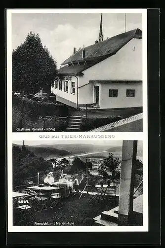 AK Trier, Gasthaus Reiland-König, Fernsicht mit Mariensäule