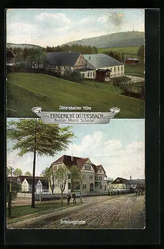 AK Dittersbach, Gasthof Erbgericht an der Dittersbacher Höhe, Erholungsheim