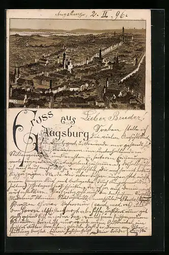 Lithographie Augsburg, Teilansicht