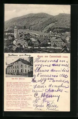 AK Lautenbach i. Baden, Gasthaus zum Kreuz, Teilansicht