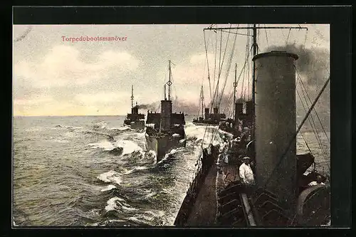 AK Torpedobootsmanöver auf hoher See