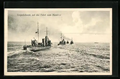 AK Torpedoboote auf der Fahrt zum Manöver