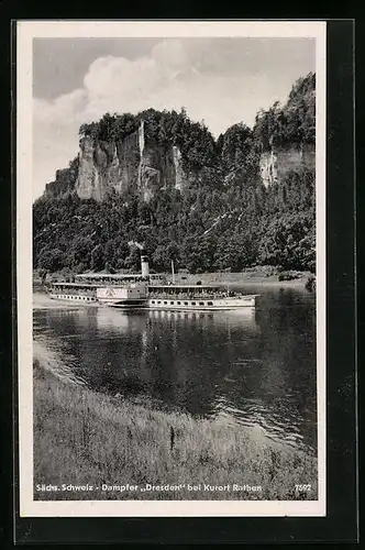 AK Rathen /Sächs. Schweiz, Elbdampfer Dresden mit Steilklippen