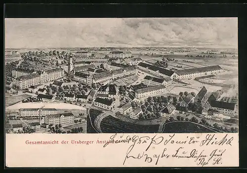AK Ursberg, Gesamtansicht der Ursberger Anstalten, Teilansicht