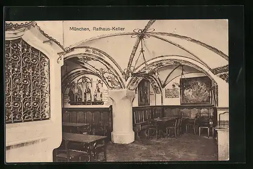 AK München, Gasthaus Rathaus-Keller, Innenansicht