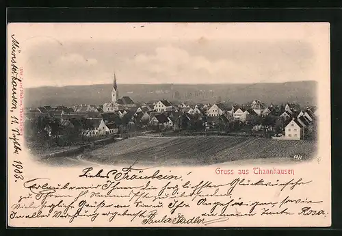 AK Thannhausen, Teilansicht mit Kirche