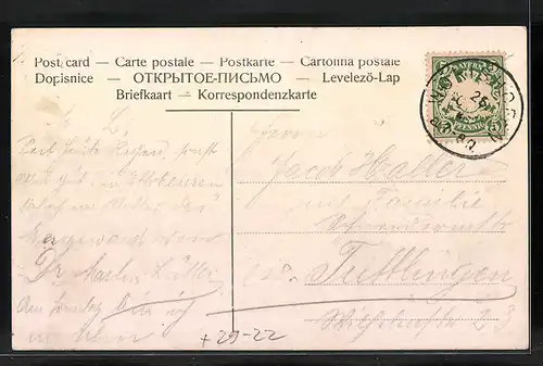 Luna-AK Wörishofen, Teilansicht mit Pferdewagen