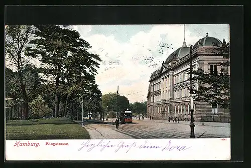 AK Hamburg-Neustadt, Ringstrasse mit Strassenbahn