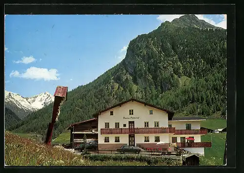 AK Rain /Sand, Pension Pichlerhof mit Wegkreuz